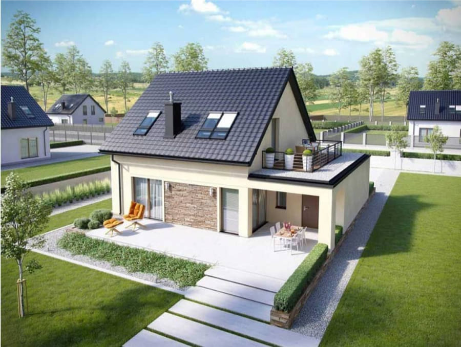 Mẫu nhà tiền chế cấp 4 kết hợp mái Thái