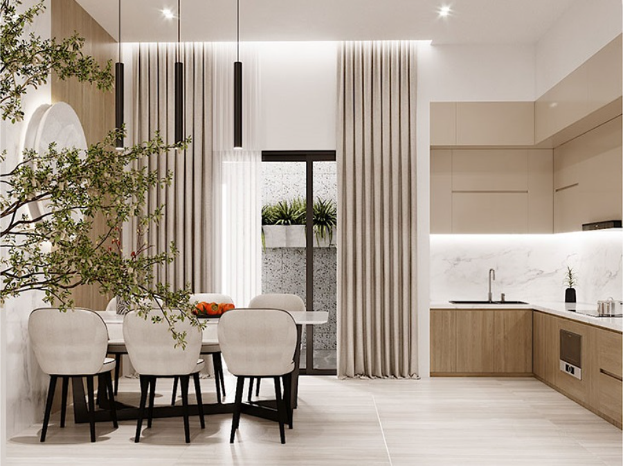 Mẫu thiết kế nội thất nhà ống đẹp cho phòng bếp