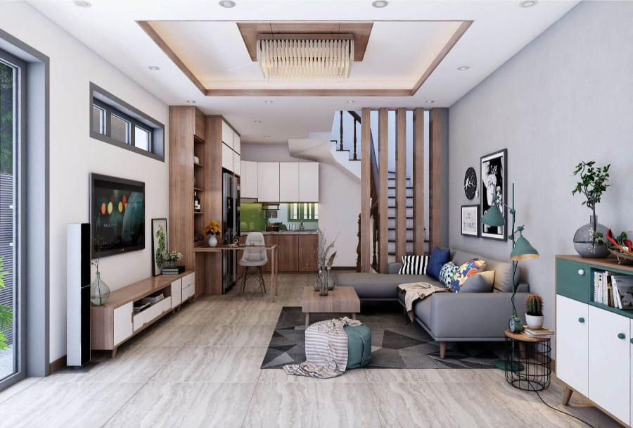 Mẫu thiết kế nội thất nhà ống đẹp cho phòng khách