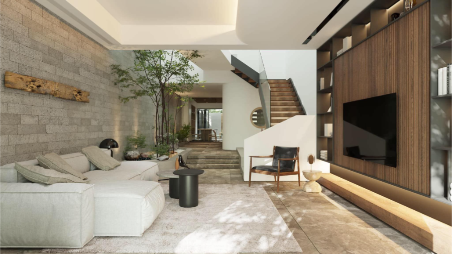Mẫu thiết kế nội thất nhà ống đẹp cho phòng khách
