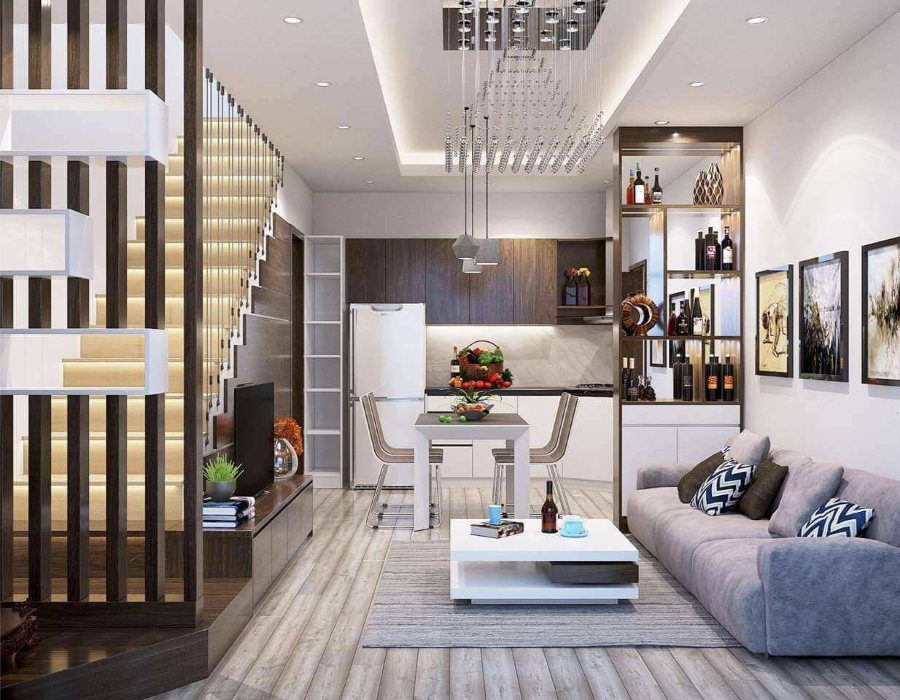 Mẫu thiết kế nội thất nhà ống đẹp cho phòng khách