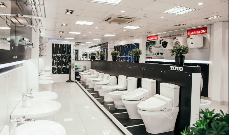 Mẫu thiết kế showroom thiết bị vệ sinh, máy móc