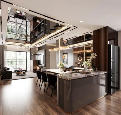 Thi công nội thất nhà phố phong cách sang trọng