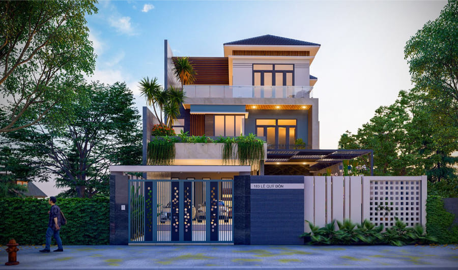 Biệt thự hiện đại kết hợp với lối kiến trúc xanh