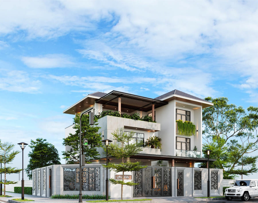 Thiết kế biệt thự hiện đại 1 trệt, 2 lầu