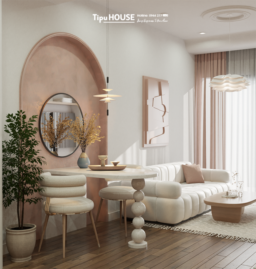 Thiết kế căn hộ màu hồng tại Privia Khang Điền