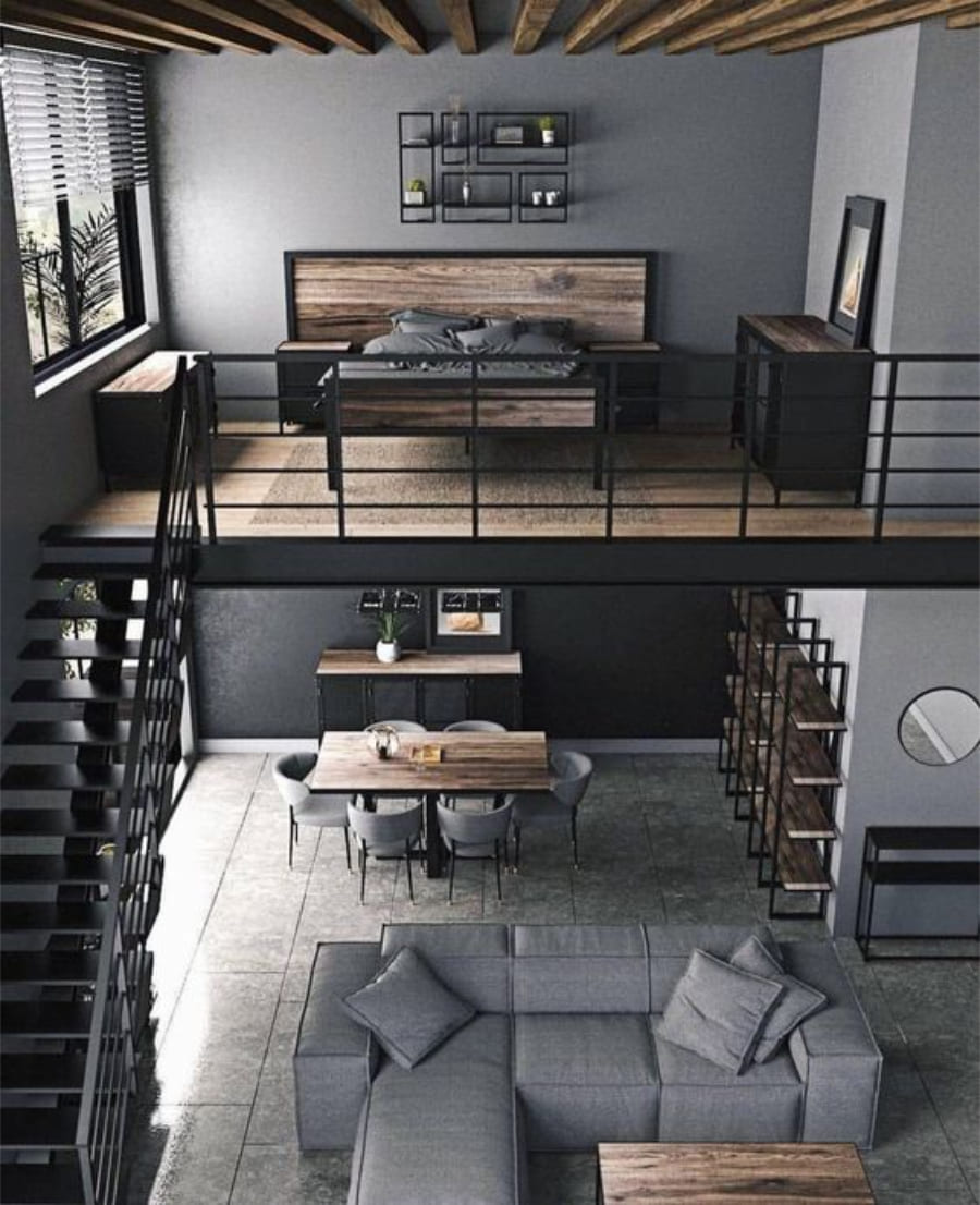 Nhà tiền chế cấp 4 có gác lửng thiết kế tối giản