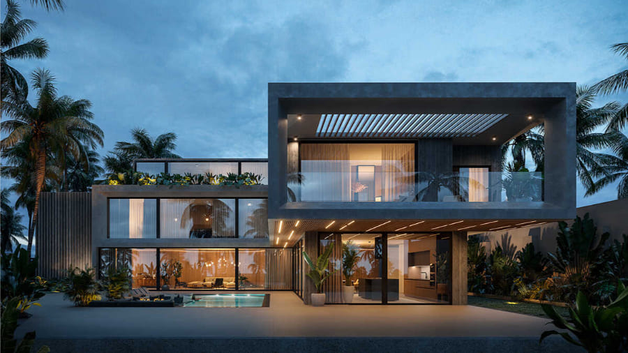 Mẫu nhà tiền chế hiện đại bằng kính