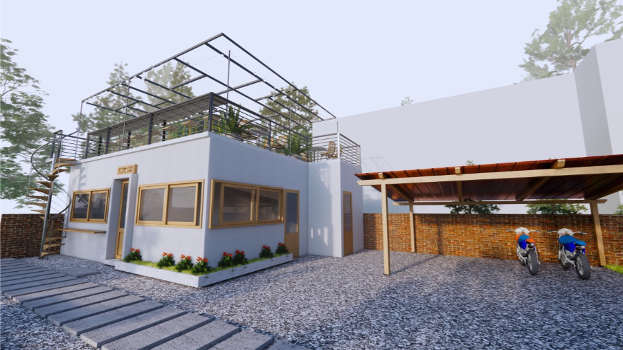 nhà tiền chế xây tường