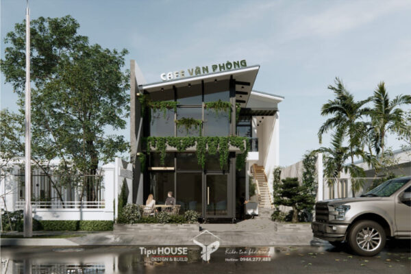 Thiết kế kiến trúc showroom văn phòng kết hợp quán cà phê