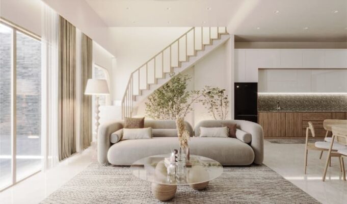 Thiết kế nội thất phòng khách phong cách Japandi