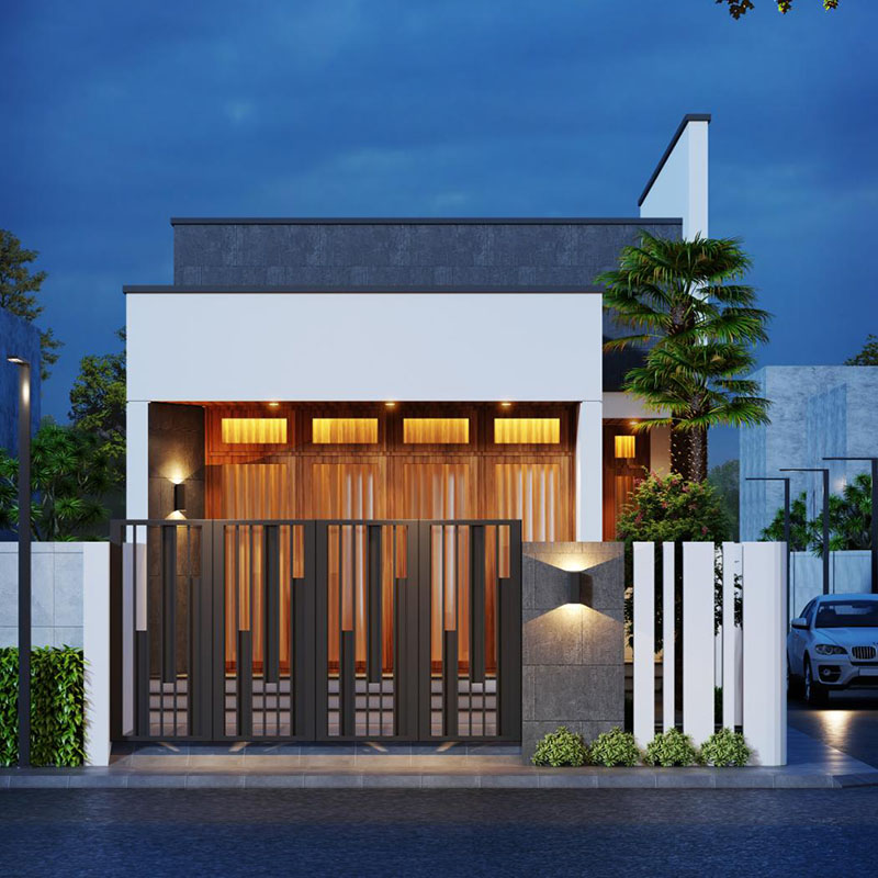 nhà mái bằng 1 tầng giá rẻ hiên đại