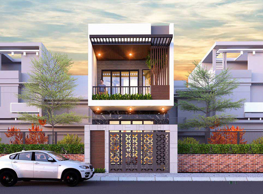 mẫu nhà 1 trêt 1 lầu 5x20 hiện đại