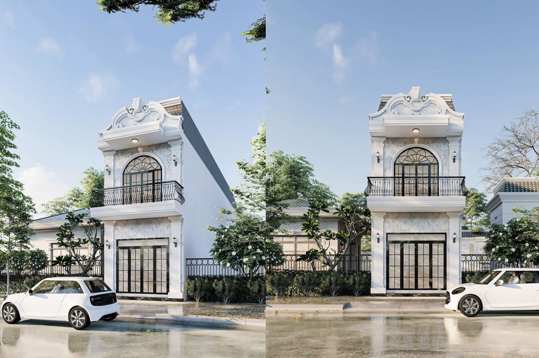 Mẫu nhà phố 2 tầng 1 tỷ phong cách tân cổ điển