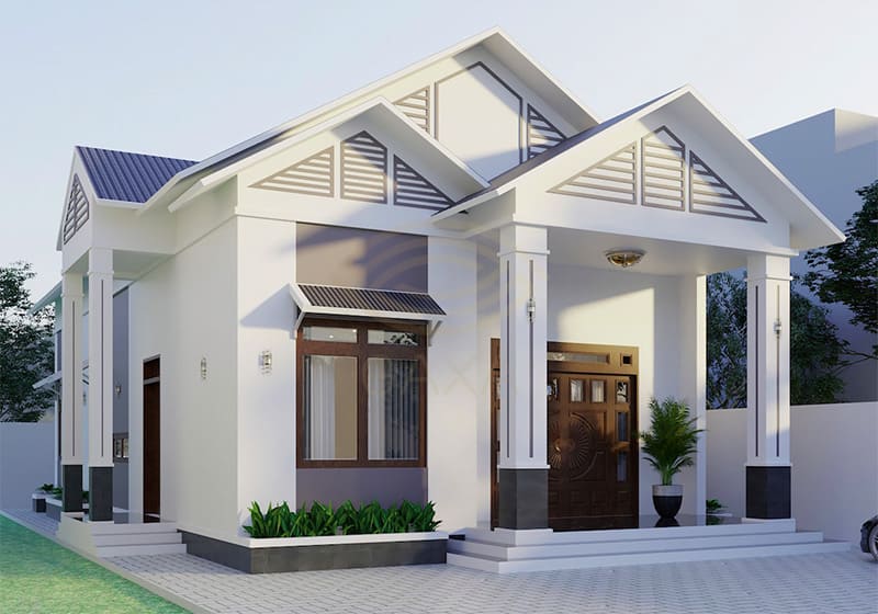 mẫu nhà đẹp 1 tầng 3 phòng ngủ mái thái