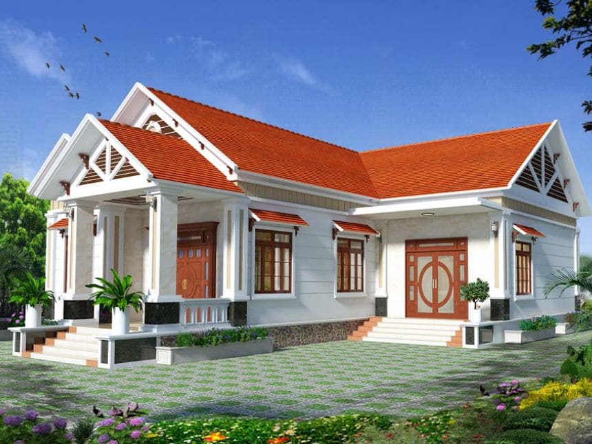 mẫu nhà đẹp 1 tầng 3 phòng ngủ 