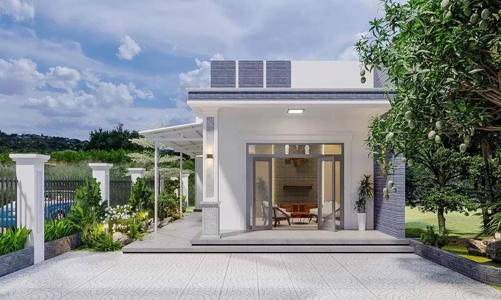 Nhà 1 tầng đẹp 3 phòng ngủ