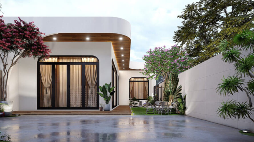 mẫu nhà ống hình chữ L hiện đại