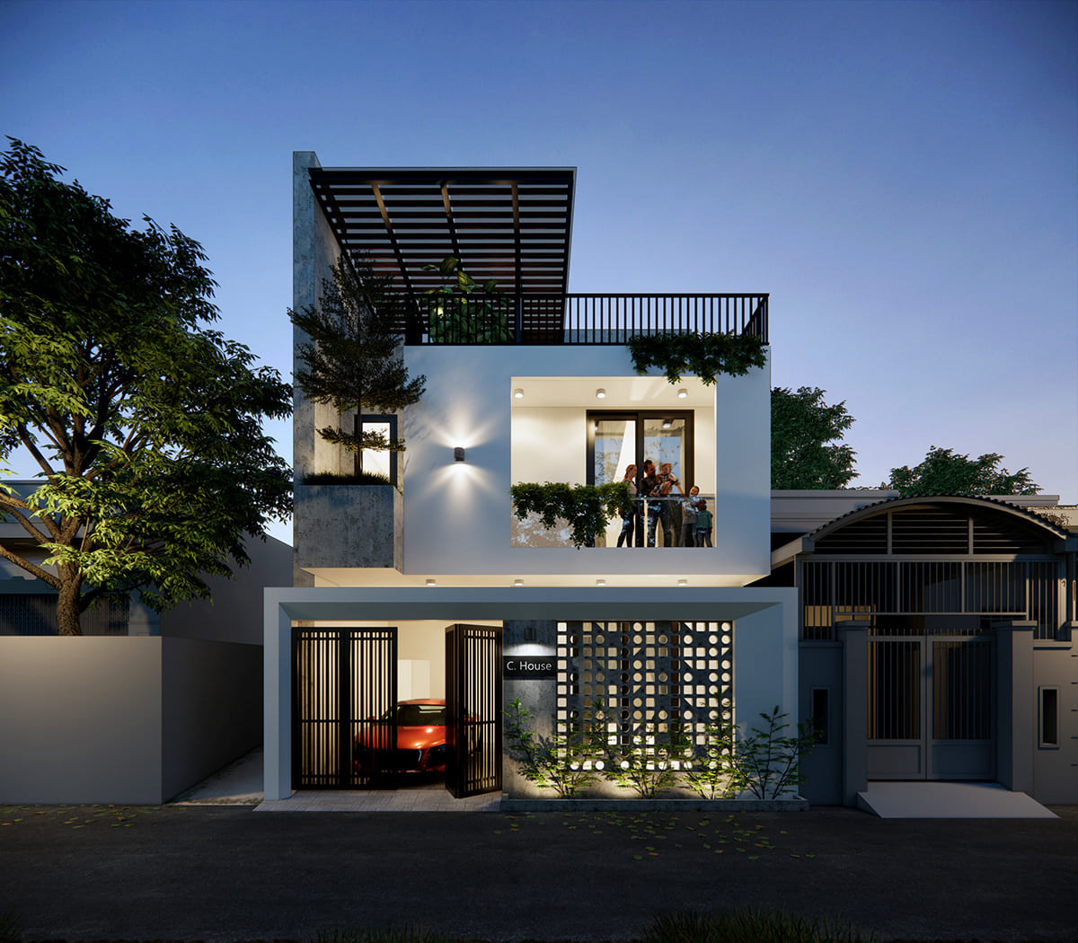 mãu nhà 1 trệt 1 lầu 3 phòng ngủ