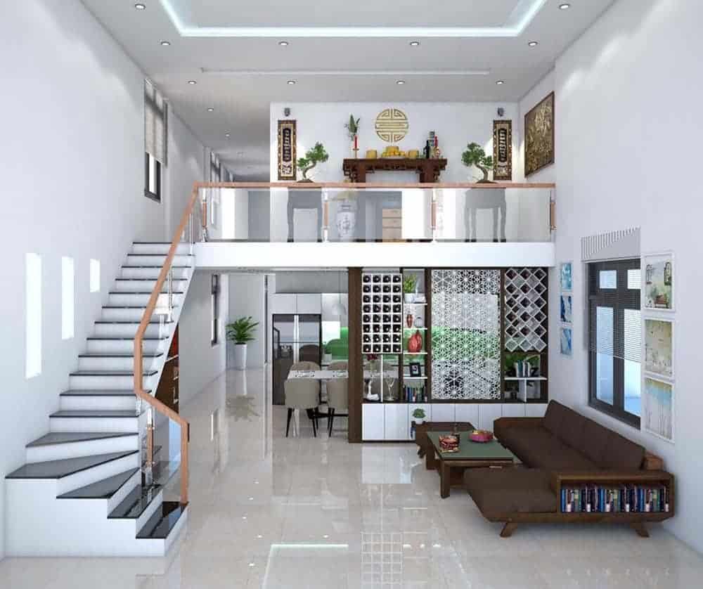 Mẫu nhà cấp 4 gác lửng có phòng thờ