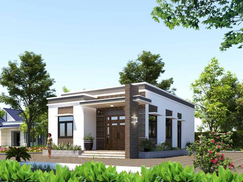 nhà ống 1 tầng nông thôn đẹp, chi phí rẻ