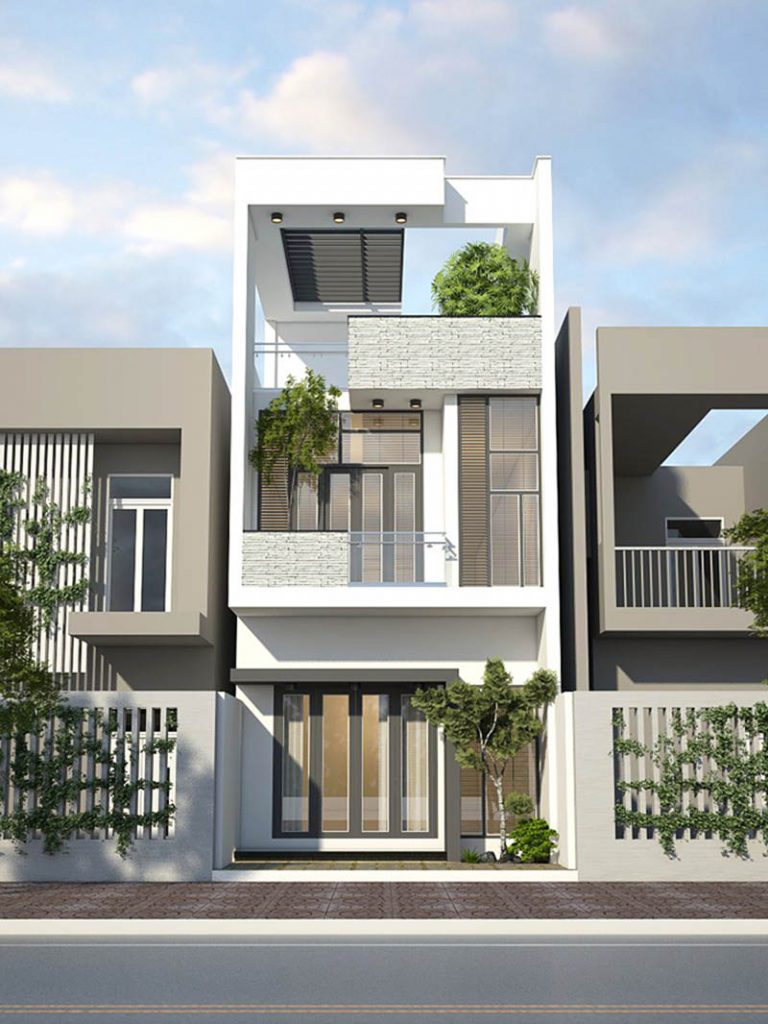 Nhà 1 trệt 1 lầu 4 phòng ngủ 1 tum phong cách hiên đại đẹp ấn tượng