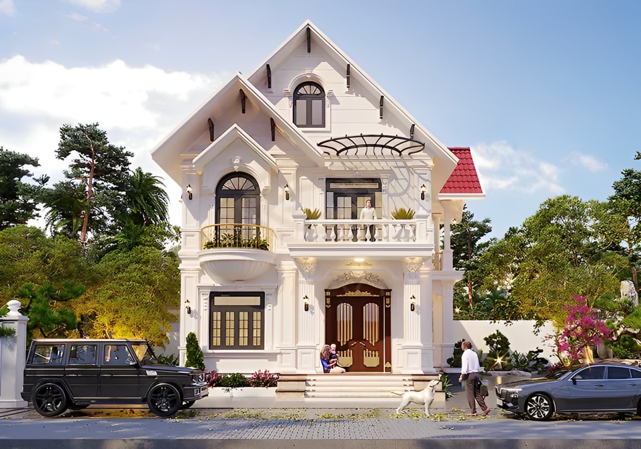 Mẫu nhà mái Thái 2 tầng tân cổ điển ấm cúng 