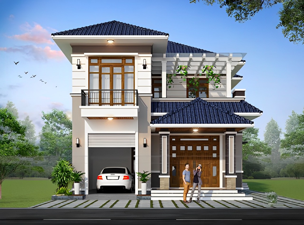 Mẫu nhà mái Thái 2 tầng đẹp ấn tượng