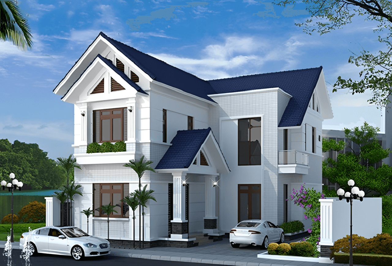 Nhà mái Thái 2 tầng chữ L cuốn hút