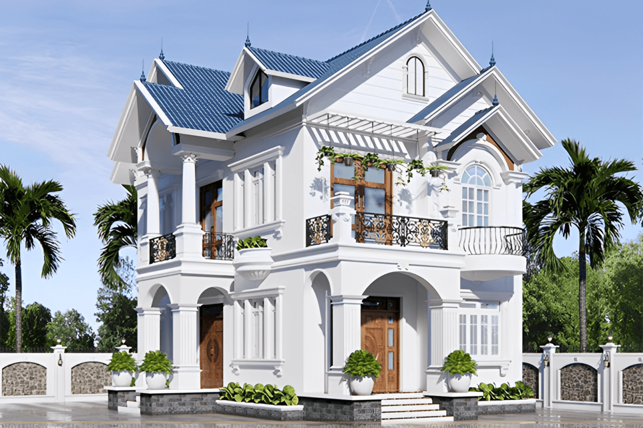 Mẫu nhà mái Thái 2 tầng tân cổ điển đep tinh xảo