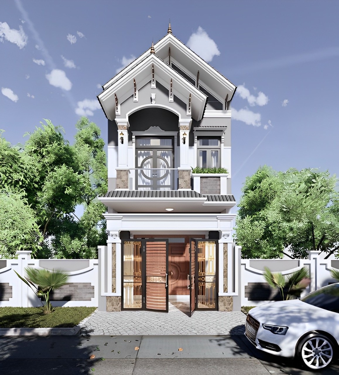 Mẫu nhà ống 3 tầng đẹp mái Thái ấn tượng