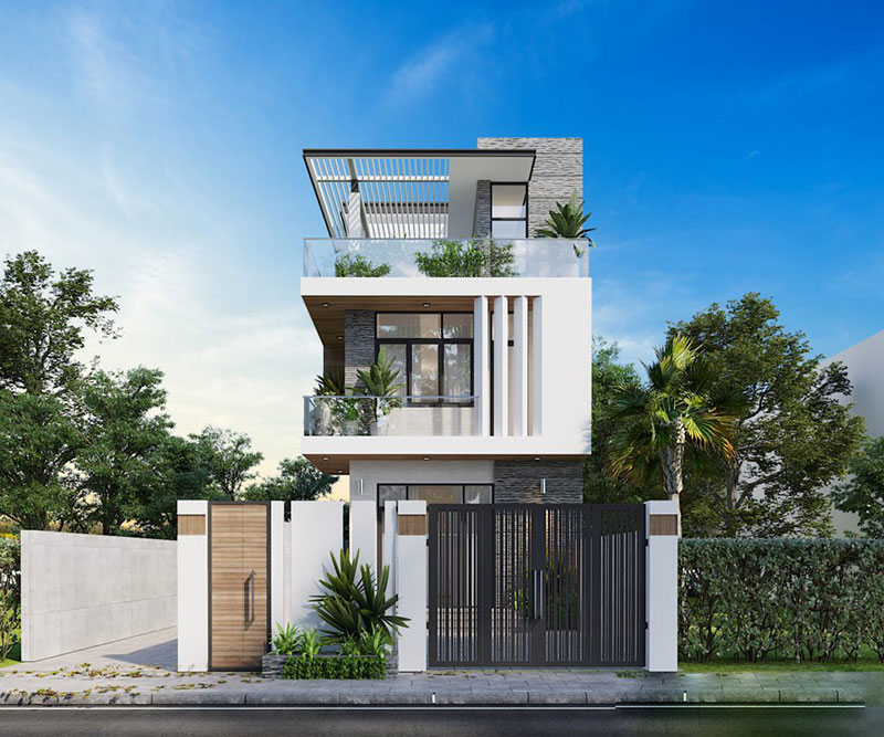Mẫu nhà ống 3 tầng đẹp có sân thượng rộng rãi tiện nghi
