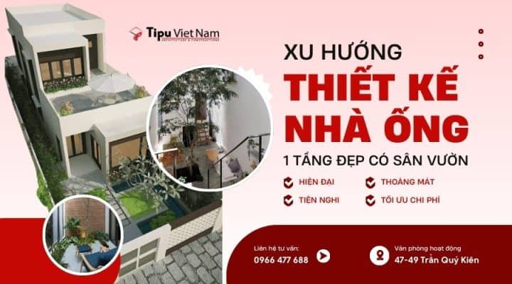 Nhà ống 1 tầng đẹp có sân vườn