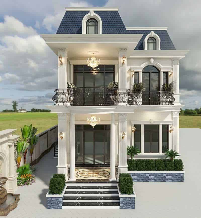 Mẫu nhà 1 trệt 1 lầu 4x16 phong cách tân cổ điển