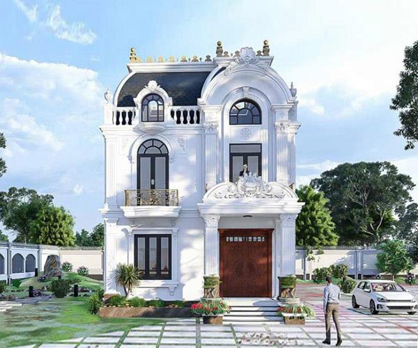 Nhà 1 trệt 1 lầu cổ điển thu hút ánh nhìn từ đường nét sang trọng quyền lực 