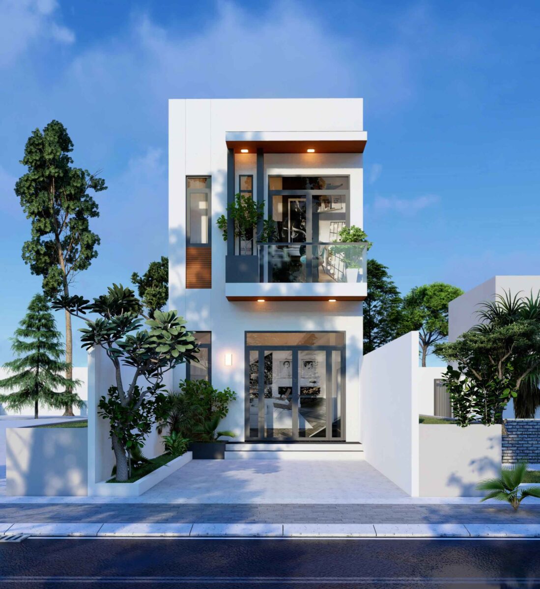 Nhà 1 trệt 1 lầu 600 triệu  với lối thiết kế mái bằng ấn tượng