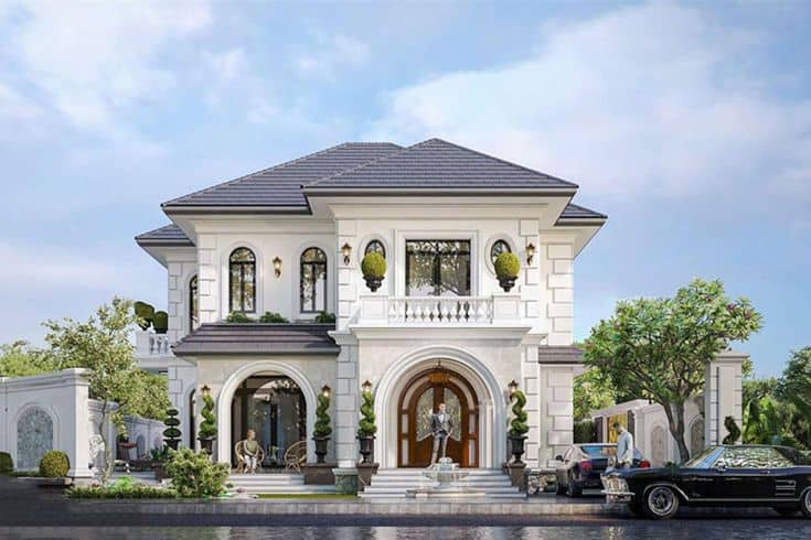Nhà 2 tầng mái Nhật phong cách tân cổ điển sang trọng 