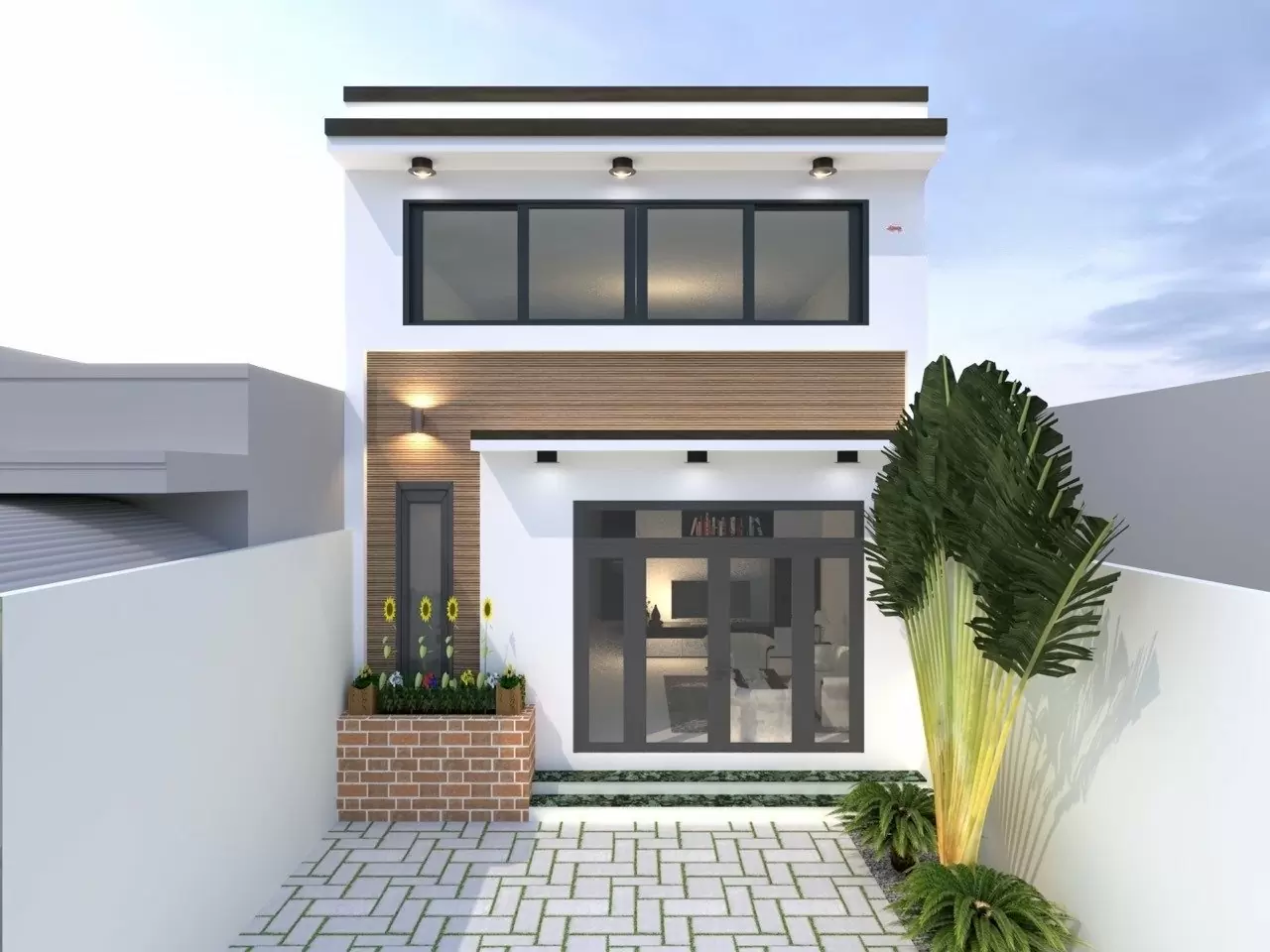 Mẫu nhà cấp 4 gác lửng 200 triệu gam trắng thanh lịch 