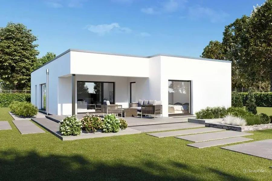 Mẫu nhà cấp 4 mái bằng 3 phòng ngủ có sân vườn
