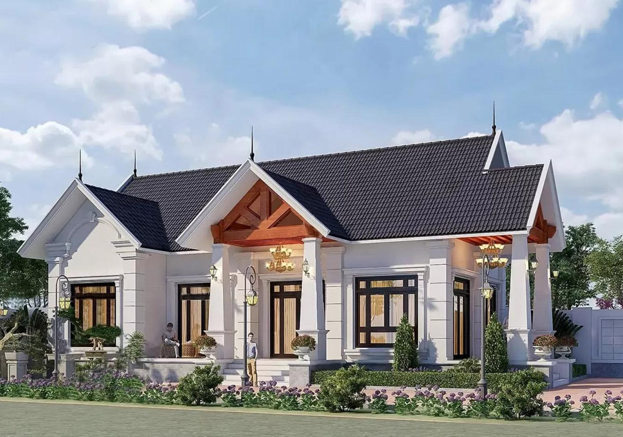 Mẫu nhà cấp 4 mái Thái 8x12m 1 phòng thờ