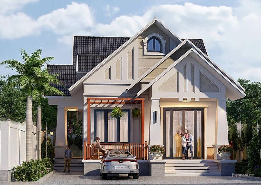 Mẫu nhà cấp 4 mái Thái 8x12m 2 phòng ngủ đẹp 