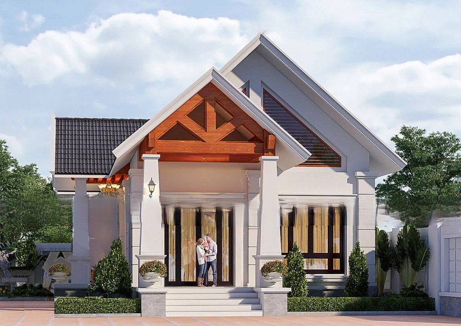 Mẫu nhà cấp 4 mái Thái 8x12m 2 phòng ngủ 