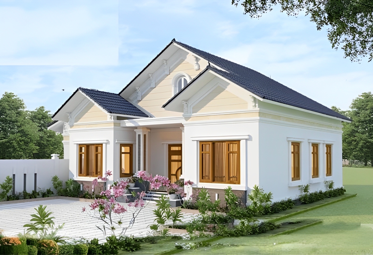 Mẫu nhà cấp 4 mái Thái 8x12m chữ U