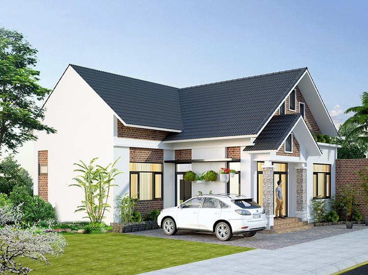 Mẫu nhà cấp 4 mái Thái 8x12m có gác lửng ấn tượng 