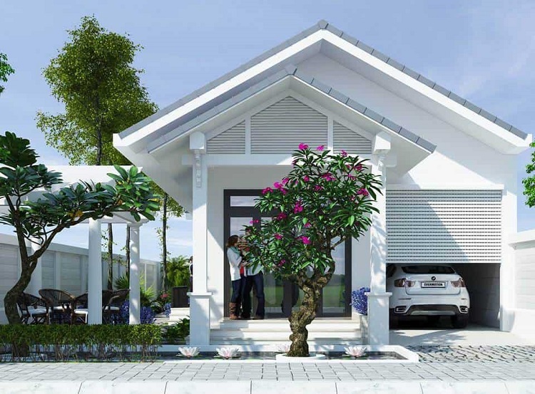 Mẫu nhà cấp 4 mái Thái 8x12m có gara 