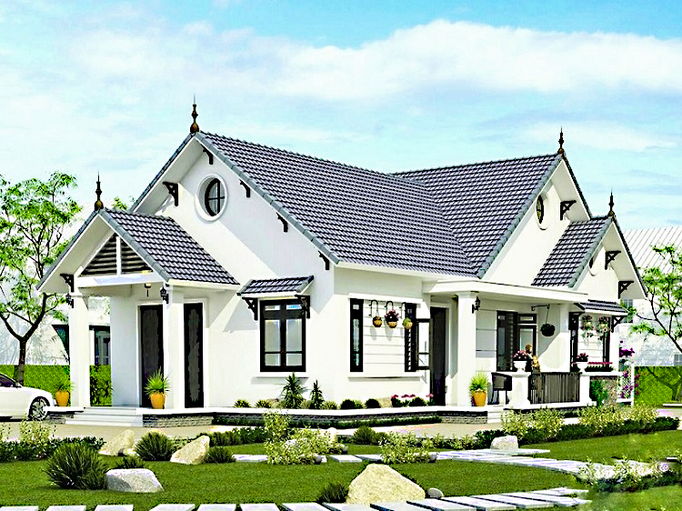 Mẫu nhà cấp 4 mái Thái 8x12m có sân vườn 