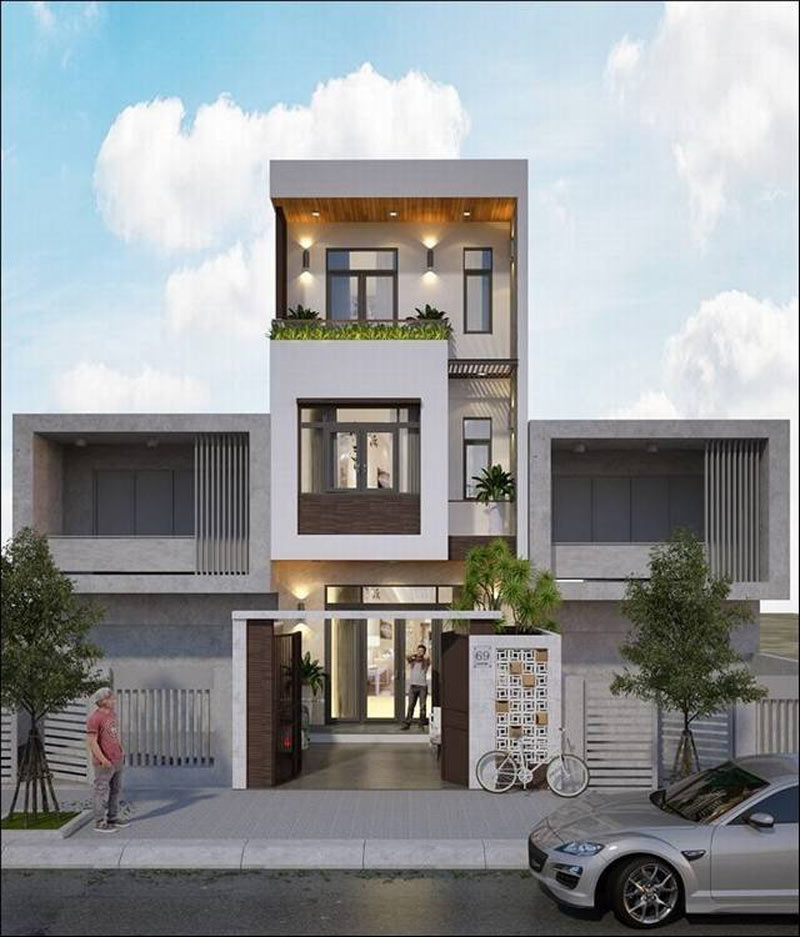 mẫu nhà ống đẹp 3 tầng 5 phòng ngủ 