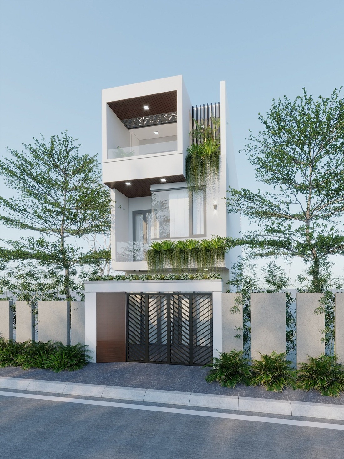 Mẫu nhà ống đẹp 3 tầng 5m có cây xanh thoáng mát