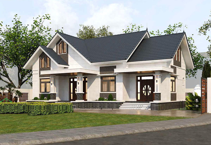 Nhà cấp 4 mái Thái 3 phòng ngủ chữ L 