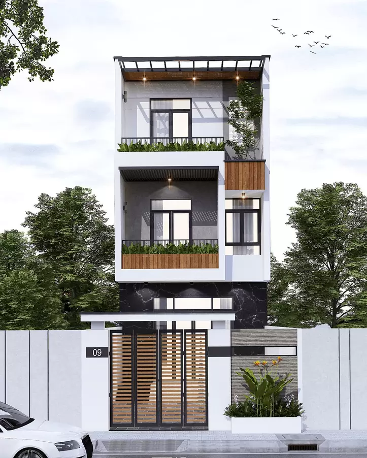 Nhà ống 3 tầng đẹp 5m 5 phòng ngủ 